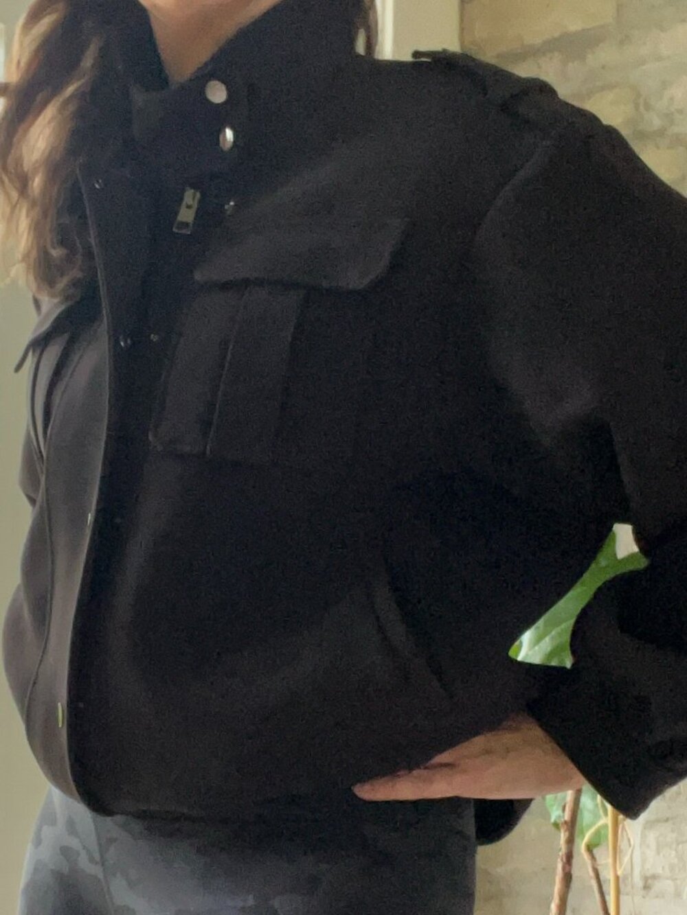 BA&SH Oversized Funnel Neck Crepe Jacket Size M Like New